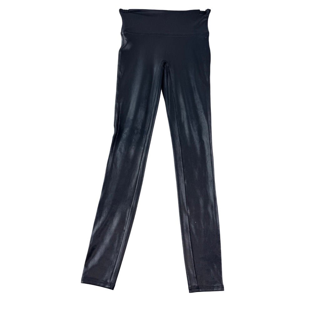 Spanx Faux Leather Leggings Women S Black High Rise Shaping Liquid Crackle